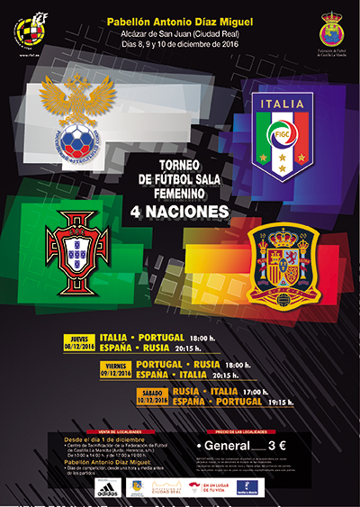 Alczar de San Juan 2016 - 4 Nations Women Futsal Tournament (Draft courtesy: RFEF)