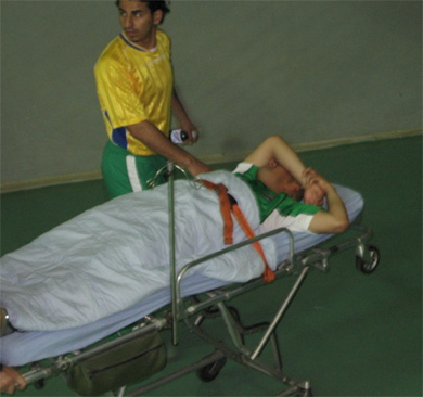 Serious injury for the Iraqi captain Weleed Mutaser (Photo courtesy: Fatih Kale)