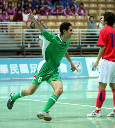 Iraqi striker Hashim Kadhim celebrating one more goal (Photo courtesy: Leadtek Sports)