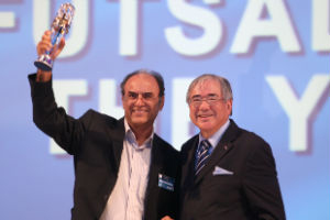 Abbas Torabian, Head of Futsal in the Iran FF, with FIFA and AFC ExCo member Junji Ogura (Photo courtesy: AFC)