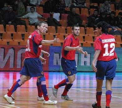 CSKA players celebrating the Kovalev's goal (Photo courtesy: CSKA)