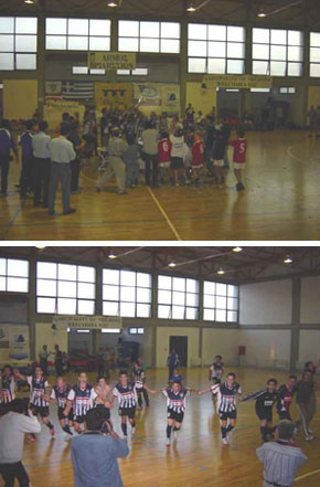 Athina s players celebrateing Cup victory ...