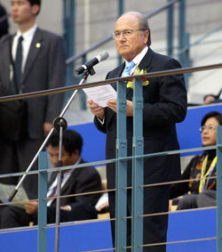 Joseph Blatter during the opening ceremony (Photo courtesy: http://www.leadteksports.com.tw)