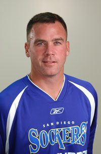 Sean Bowers with his MISL Club shirt of San Diego Sockers (Photo courtesy: http://www.sockers.com)