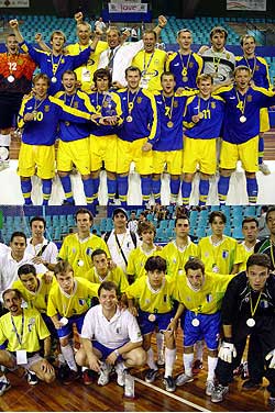Ukraine and Brazil, gold and silver medal in Palma de Mallorca 2004 (Photo courtesy: FISU)