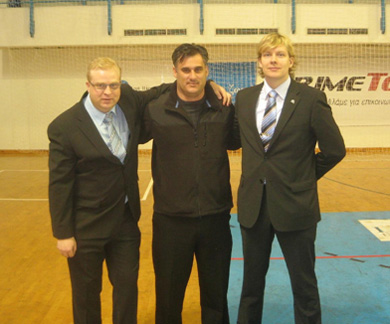 Three great friends of Futsalplanet: Jouni Pihlaja, Yiannis Vakis and Matti Villgren (Photo courtesy: Yiannis Vakis - Cyprus Futsal Portal)
