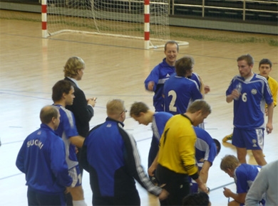 Finnish guys celebrating their victory in Nicosia (Photo courtesy: Yiannis Vakis - Cyprus Futsal Portal)