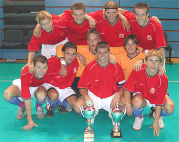 Czech Team U21 (winner of tournament) after match with Slovakian National Futsal Team U21