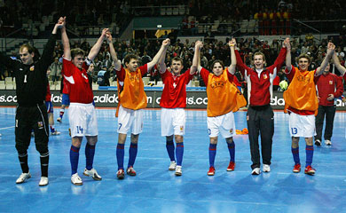 Czechs celebrating the final result with their fans (Photo courtesy: Joe Pepler - UEFA.com)