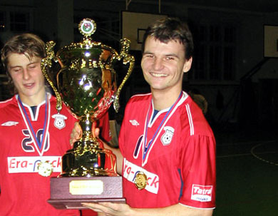 Era Pack defender Pavel Formanek can finally smile... (Photo courtesy: Radek Klier - Czech Futsal) (Photo courtesy: Radek Klier - Czech Futsal)
