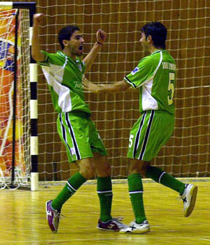 Daniel and Javi Limones celebrating a goal (Photo courtesy: Enrique Serrano - LNFS)