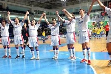 CSKA players celebrating the double and historical victory over Dina! (Photo courtesy: CSKA)