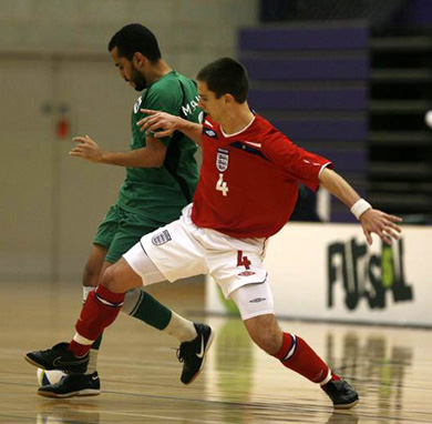 Doug Reed in action vs Libya (Photo courtesy: Manchester Futsal Club - The FA)