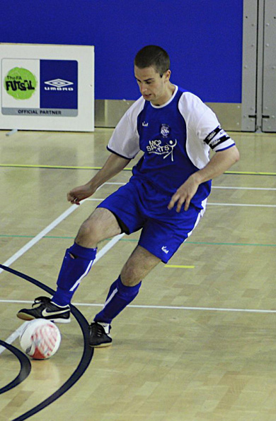 Doug Reed, captain of Manchester Futsal Club in action vs Libya (Photo courtesy: Manchester Futsal Club)