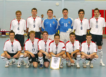 The England national Futsal team which played Belgium ...