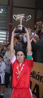 Eva Manguan with the Cup