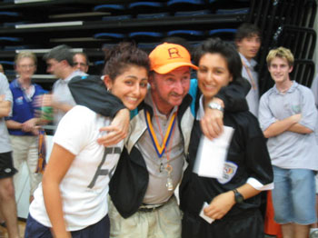 Stephanie and Alessandra Moussa presenting a whistle to John Levell (Photo courtesy: Fair Ref 101)