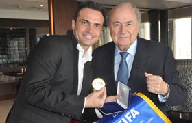 Falcao and Blatter (Photo courtesy: FIFA.com)