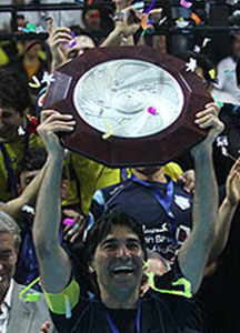 Vahid Shamsaee and his Foolad Mahan, first ever AFC Futsal Club Championship winners! (Photo courtesy: Khosrow Khaleghi, Mehr News Agency) 