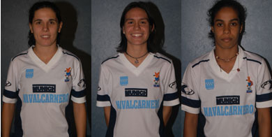 Spain vs Brazil... 2-1... Eva Manguan and Patri against their team mate of Futsi Navalcarnero, Fabi (Photo courtesy: Futsi Navalcarnero)