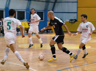 Takis Morfesis (Platon) against Begai, Eliades and Bousbouras (Photo courtesy: Costas Chryssafis)