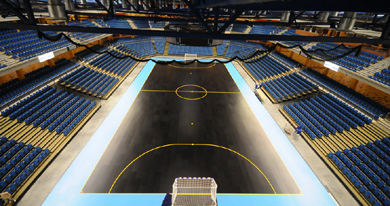 The black pitch of Debrecen, impressive! (Photo courtesy: UEFA)