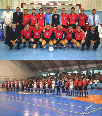 Photo 1: The Romanian Selection - Photo 2: Hungary U21 and Romanian Selection before the match (Photo courtesy: www.futsal.hu)