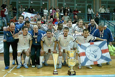 Godolloi celebrating the first ever triumph! (Photo courtesy: Godolloi Futsal Klub)