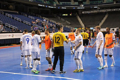 Dinamo players congratulate each other after qualifying for the final (Photo courtesy: Kathleen George)