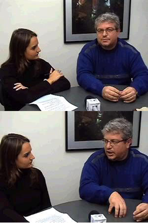 Carol Chichetti and Ricardo Trade during the interview (Photo courtesy: http://www.futsalolimpico.com.br)
