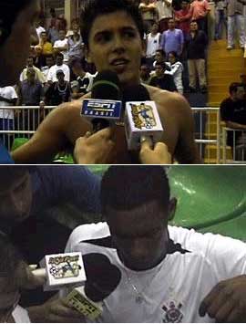 Corinthians players answering to the Futsalplanet microphone! (Photo www.futsal.com.br)