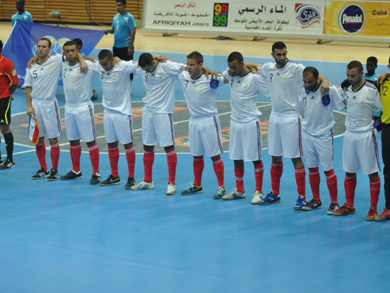 During the national anthem: French Futsal National Team (Photo courtesy: Mohammed Zayed)