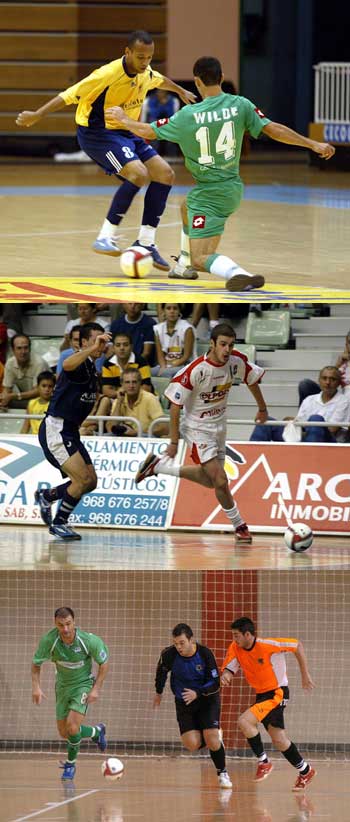 Photo 1 Cico vs Wilde, the Brazilian duel went to the Caloto*s player - Photo 2 - Joel escape from the Diego Giustozzi*s marking Photo 3 Agustin, a goalkeeper in action (Photo courtesy: LNFS)