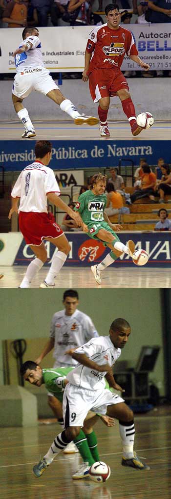 1 - Lenisio? No, his brother Vinicius (El Pozo) vs David Mora (Marfil); 2 - Tete (MRA) and Albadalejo (Mir�) ; 3 - Lukaian (Caja Segovia) vs Julio (Boomerang) , Isco observes the action (Photo: LNFS)