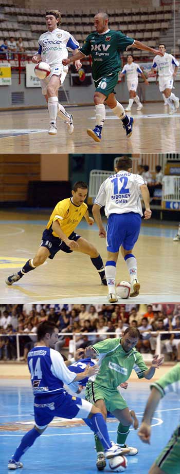 Bearzi (DKV) vs Patrick Nora (Autoexpert) - Luis (Caloto) trying to stop Alemao (Lobelle) - Schumacher (Boomerang) vs Nano Modrego (Benicarl�) (Photo courtesy Enrique Serrano - LNFS)