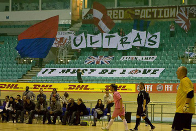 Boro ultras in action (Photo courtesy: Middlesbrough Futsal Club)