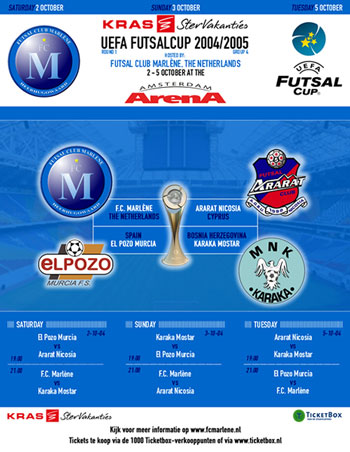 UEFA Futsal Cup Group in Marlene (Courtesy: http://www.fcmarlene.nl/uefa/index.htm)