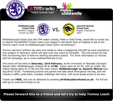 Middlesbrough vs. Ipswich Wolves in aid of The Tommy Leech Fund 