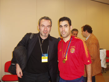 Dimitri Nicolaou, Platon coach, in Ostrava with Andreu (Photo courtesy: Dimitri Nicolaou)
