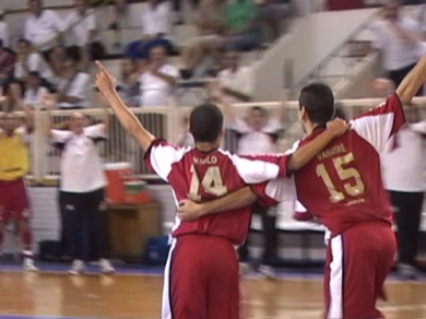 Danilo and Vandr� celebrating for ECB (Photo courtesy: www.futsal.com.br)