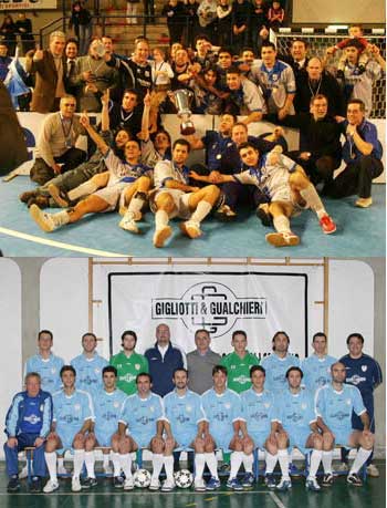 Furpile Prato celebrating the Italian Cup won in March (Photo courtesy: Carlo Giuliani) and San Michele Prato (Photo courtesy: www.sanmichelec5.it)