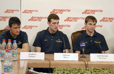 From the left: Rajic, Peric and Borisov, new players of Dina Moscow! (Photo courtesy: Dina Moscow)