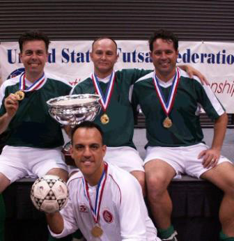 Renato Lopes (3rd from the left in the upper row) conquered the Over 35 US Futsal Champs last season (Photo courtesy: Score Goal)