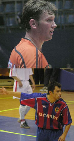 Luizinho (Arbat Moscow) and Sergey Antipov (CSKA Moscow) (Photo courtesy: www.superleague.ru)