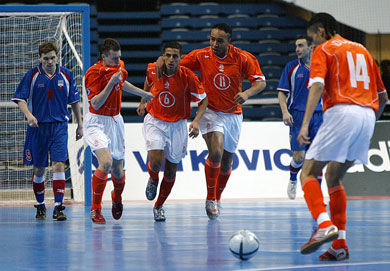 Hulshorst, Makhoukhi, Ngarigota and Idlaasri: goal for Dutch team! (Photo courtesy: Joe Pepler - UEFA.com)