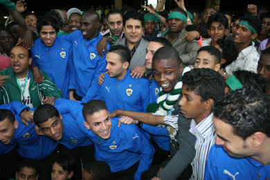 Libyan National team celebrating a victory (Photo courtesy: Libyan Futsal Committee)