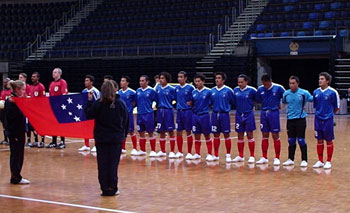 Samoa team during the National Anthem (Photo courtesy: David Brand)