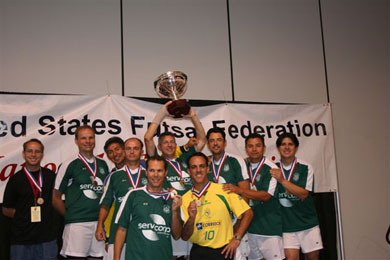 The over 35 team can celebrate... (Photo courtesy: Servcorp)