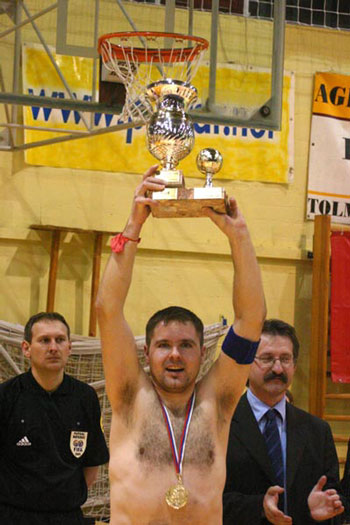 Klemen Plesnicar with the Slovenian Cup! (Photo courtesy: Oplast Kobarid)