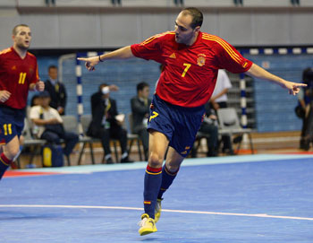 Javi Rodriguez celebrating a goal against Chinese Taipei (Photo courtesy: Leadtek Sports)